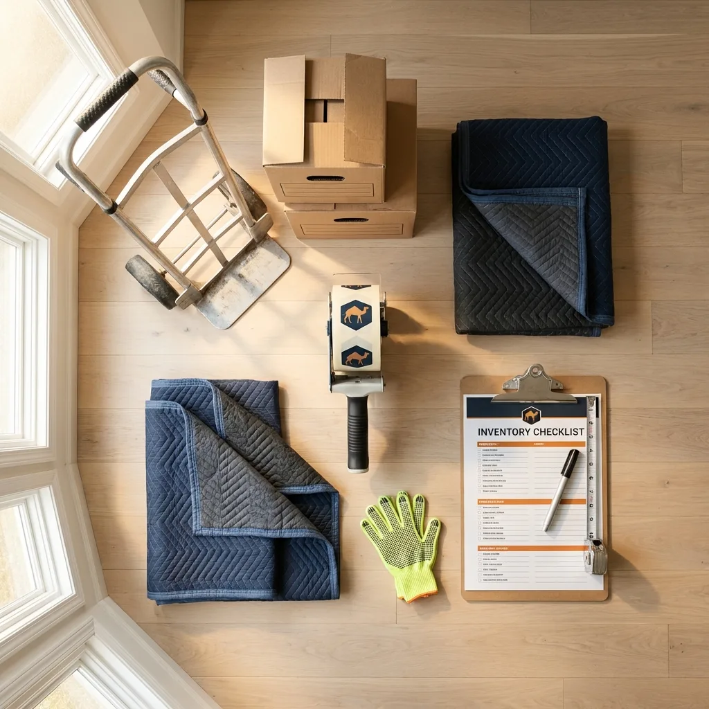 Professional moving supplies and packing materials layout for Millersburg residential relocations